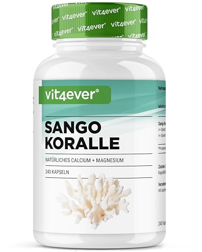 Sango Meereskoralle - 240 Kapseln (3 Monate) - 660 mg Calcium & 330 mg Magnesium - Natürliche Kalzium- und Magnesiumquelle - Hochdosiert