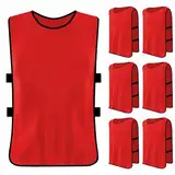 Catime 6 Stück Trainingsleibchen Basketball, Sports Mesh Bibs, Fußball Leibchen Set, Trainingsleibchen für Herren Damen, Sport Trikot Leibche für Erwachsene, Leibchen Mesh Weste, Size xl (Rot)