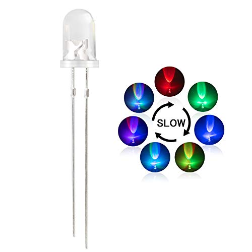 DiCUNO 100 Pcs 5MM RGB LED Dioden, langsam blinkenden Leuchtdioden, mehrfarbige 5MM LEDs für DIY, Lichtprojekt, Handarbeit, 3,0-3,4V, 20mA