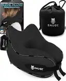 SNUGL Nackenkissen Flugzeug Memory Foam – Reisekissen Nackenhörnchen Waschbar – Nackenstützkissen & Kopfkissen für Reise, Auto, Zug, Bus – Ergonomisches Flugkissen für Erwachsene & Kinder (Schwarz)