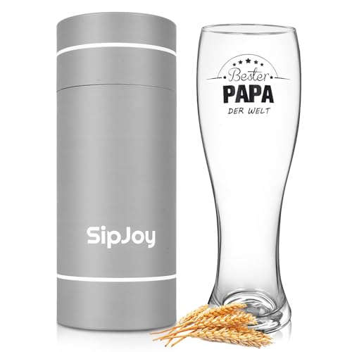 Vatertagsgeschenk für Papa Weizenglas mit Gravur Bester Papa der Welt,Bierglas Geburtstagsgeschenk für Vater Weihnachtsgeschenke für Vater Personalisierte Geschenke für Vater