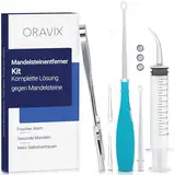 ORAVIX Tonsillenstein Entferner Set - Einfach Mandelsteine Entfernen und Mundgeruch stoppen - Mit LED-Licht, Zungenreiniger und Spritze