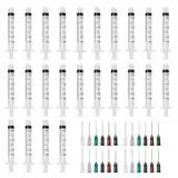 3ml Stumpfe Nadelspitze Spritze, 24Pcs Kunststoff Tinte Füllen Spritze, Plastikspritze Mit Stumpfe Spitze Nadel, Einwegspritzen Mit Nadel Größen Für Labor, Industrielle Anwendungen