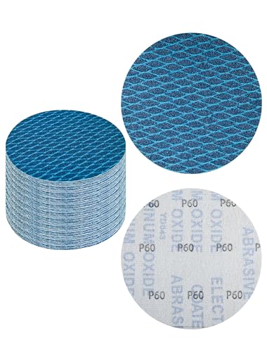 125 mm Schleifscheiben Diamant-Form 60 Körnung, 32 Stück 5 inch Exzenter Schleifpapier 125mm Klett Schleifpads für Poliermaschine Schleifmaschine (Blau)