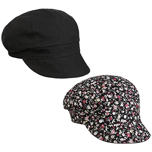 Lipodo Millefleurs Cap Wendemütze Wendecap Ballonmütze Schirmmütze Schildmütze Baker-Boy-Mütze Damen - mit Schirm, Schirm Frühling-Sommer - M (55-56 cm) schwarz