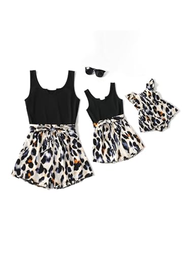 PATPAT Mutter Tochter Jumpsuit Set – Matching Sommer Outfit für Mama, Tochter & Baby, Familien Outfit Sommer, Bequemer Einteiler für Mutter & Tochter, Perfekt für Urlaub, Fotoshooting, Freizeit