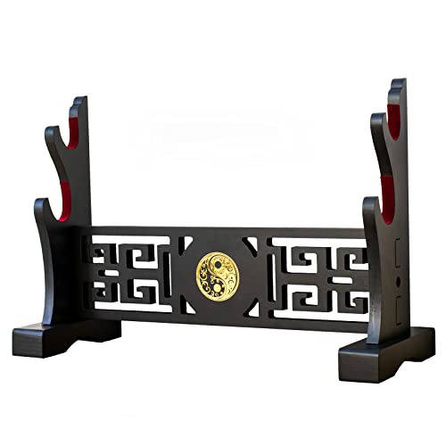 FOXSMZZ Schwerthalter Japanischer Samt gepolsterter Katana Stand Samurai Display Rack Support Alle Tanto Schwerter (Tai Chi-2)