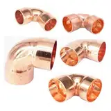 REIUAFWYGV 2pc Inner Dia*Thickness 1/4"-1" 90 Angle Equal Elbow Copper End Feed Pipe Fitting Air Condition Refrigeration Gas Water Oil(12x0.8mm)