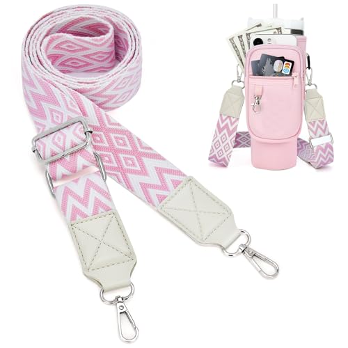 Schultergurt für Stanley Cup-Tragetasche, verstellbarer Ersatzgürtel für Crossbody-Tasche, Stanley-Zubehör, Cup 30, 1,2 l, Rosa/Weiß