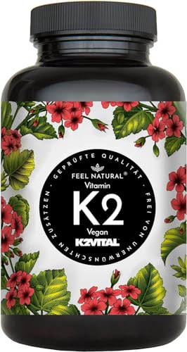 Vitamin K2 MK7-365 Kapseln - 200µg je Kapsel - Spitzenrohstoff K2VITAL® mit 99,7% All-Trans-MK7 - Hochdosiert, vegan, ohne Zusätze wie Magnesiumstearat - laborgeprüft, in Deutschland produziert