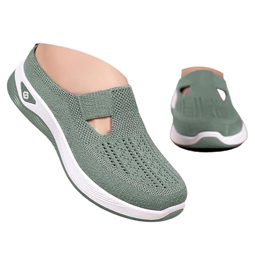 Orthopädische Hausschuhe Damen, Sandalen Vorne Geschlossen Mit Fußbett Ergonomische Schuhe Weite H Hausschuhe Sommer Slip on Atmungsaktive Sabots Breite Füße Krankenschwester Schuhe Pantoletten