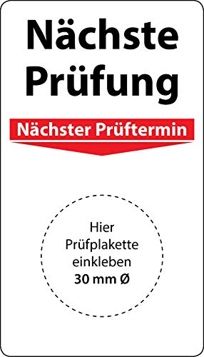 Grundplakette Nächste Prüfung, 100 Stück, 70 x 40 mm, Vinylfolie, selbstklebend, Grundetikett für Prüfplaketten
