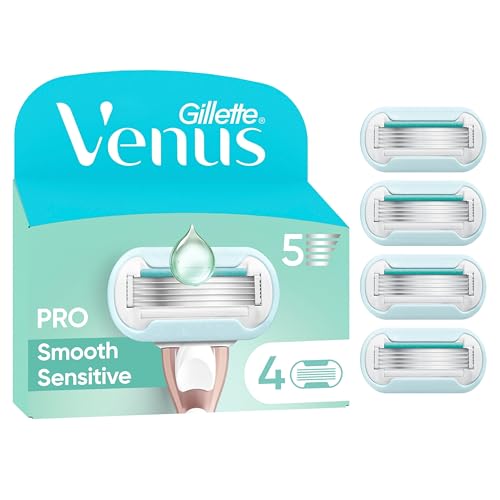 Gillette Venus Pro Smooth Sensitive Rasierklingen für empfindliche Haut, 4 Ersatzklingen