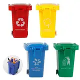 Xifyjus Mini-Recyclingbehälter für den Schreibtisch, 4 Bleistifthalter für Mülltonnen, Kleiner Mülleimer als Spielzeug für Kinder, Mülleimer für Fahrzeuge, ideal für Kinder und Kleinkinder