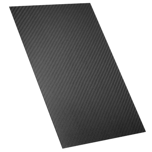 QWORK® 3K Kohlefaserplatte, 1 x 200 x 300 mm, Kohlefaser, Schwarz