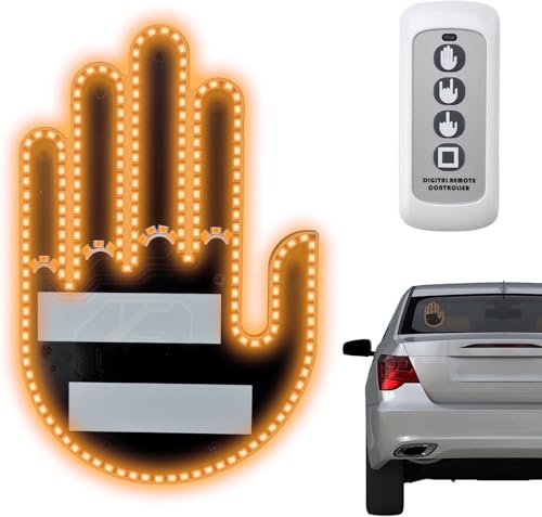 HENGBIRD Fingerlicht Auto, LED Finger Licht Hand Geste Zeichen mit Fernbedienung, Lustiges licht für Auto, Fenster Zubehör, Lustig Gadgets für Männer Kfz LKW Fahrer