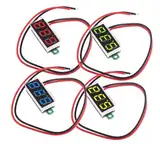 GERUI 4 Stück 0,28 Zoll Mini Digital Voltmeter mit 7-Segment LED-Anzeige DC2.5-40V, Zwei Drähte Spannungsprüfer,Spannungsmess-Modul Verpolungsschutz und Genaue Druckmessung(Rot, Gelb, Grün, Blau) (1)
