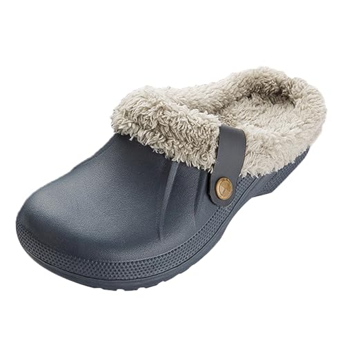 Sleeleece Damen Clogs Gefüttert Herren Winter Warme Gartenclogs mit Fell Plüsch Hausschuhe Wasserdicht rutschfeste Pantoffeln Outdoor Winterschuhe Gartenschuhe