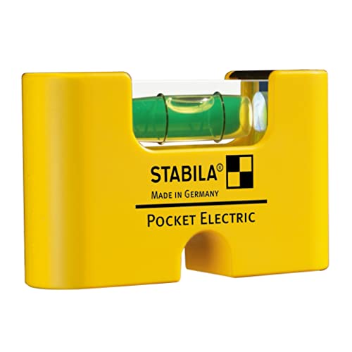 STABILA Mini-Wasserwaage Pocket Electric, 7 cm, starker Seltenerd-Magnet, 1 Horizontal-Libelle, Made in Germany, Gelb