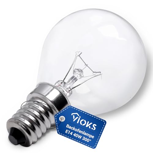 VIOKS Backofenlampe 40W 300 Grad E14 230V 45mmØ 77mm - E14 Glühbirne für Neff Bosch Backofen Kühlschrank Mikrowelle Dunstabzugshaube - Glühlampen E14 & Leuchtmittel für Backöfen & Herde