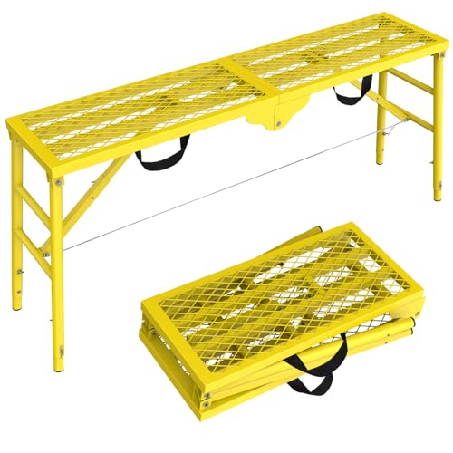 Gerüstplattform, Gerüst, 180 cm (L) x 40 cm (B), klappbare Arbeitsplattform, höhenverstellbar, tragbar, für Heimwerker, Malerei, Flicken, Trockenbau, Autowäsche