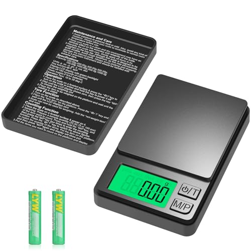 Feinwaage 0.01 g/1000 g, Multifunktions Taschenwaage Gramm Waage, Tragbare Klein Küchenwaage mit Lcd Display, 7 Einheiten, Tara, Zählfunktion, für Lebensmittel, Schmuck, Medizin, Labor, Kaffee