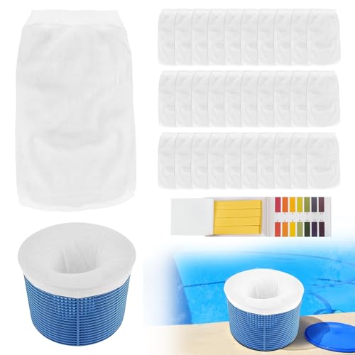 30 Stück Skimmer Socken, Pool Skimmer Socken, Filterstrumpf, Skimmer Filter Netz für Entfernt Schlacken,Blätter,Abschaum, Pollen,Insekten, kleinePartikel (weiß)