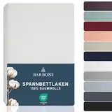 BARBONS Spannbettlaken 180x200cm - Spannbetttuch für Dicke Matratzen bis zu 27 cm 100% Baumwolle Oeko-TEX Zertifiziert Bettlaken Jersey Bettware Bettbezug für Boxspringbett - Weiss 180 x 200