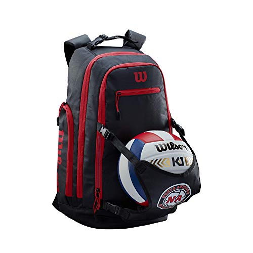 Wilson Unisex Rucksack, Schwarz/Rot Tasche, Backpack