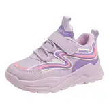 Sportschuhe Mädchen Kinderschuhe Sneaker Sportschuhe für Mädchen, modisch, Muster, einfach, einfarbig, für vier Jahreszeiten, lässig, flacher Boden, dicker Boden, Outdoor-Sport & Freizeit (Purple, 30)