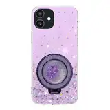 Rnrieyta Miagon Treibsand Ständer Hülle Glitzer für iPhone 11,Cute Dünn Crystal Schutzhülle Weiches Bling Transparent Case Bumper mit Flüssig Halter Kickständer