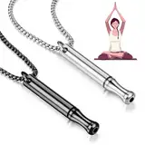 Bocguy 2 Stück Rauchentwöhnung Kette, Hoki Atemkette Edelstahl, Höki Halskette Rauchfrei, Raucherentwöhnung Hilfsmittel, Stressabbau Achtsames Atmen Halsketten für Herren Damen Meditation Entspannung