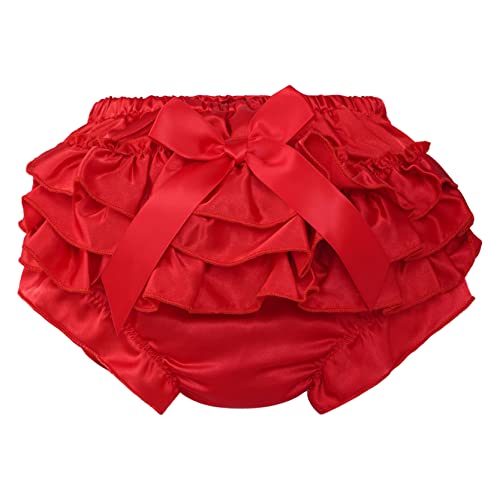 inlzdz Baby Mädchen Baumwolle Unterwäsche Unterhosen Rüsche Hose Bloomer Shorts Baby Höschen Windelhöschen Kleinkinder Pumphose Slip Mit Rüschen Rot 50-56