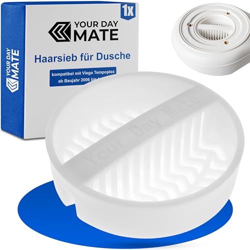 Haarsieb für Dusche, 1 Stück, Weiß, kompatibel mit Viega Tempoplex ab Baujahr 2006 bis Heute, Ersatz Tauchrohr Haarfänger Dusche für Modell 6961.96, 582 951, Haarfilter Siebeinsatz Duschablauf Siphon