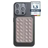 SQUIDPRO® - Silikon Saugnapf Handyhalterung, selbst-klebend, Kompatibel mit Allen gängigen iPhone- und Android Mobiltelefonen BZW. Handyhüllen, Freihändige Halterung für Selfies (Beige)