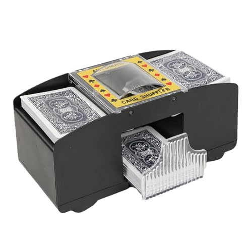 Forhome Kartenmischmaschine, Automatischer Kartenmischer, Kartenmischgerät, Geeignet für Familienkartenspiele, Poker und Blackjack Kartenspiele (21x8x9cm)-Schwarz
