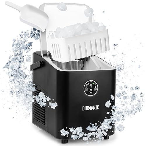 Duronic ICM12 BK Automatische Eiswürfelmaschine, 8 Eiswürfel in 6-8 min, 1 L Wassertank, Bis zu 12 kg pro 24 Stunden, Leiser Kompressor bis 54dB, Eismaschine 120W, 1 kg Eis Eiswürfelbereiter