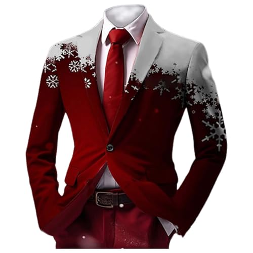 Rrongwn Weihnachtsblazer Für Herren Elegant Anzugjacken Performance Party Blazer Weihnachten Party Sakko Slim Fit Langarm Weihnachtsbaum Jacke Freizeit Herrenjacke