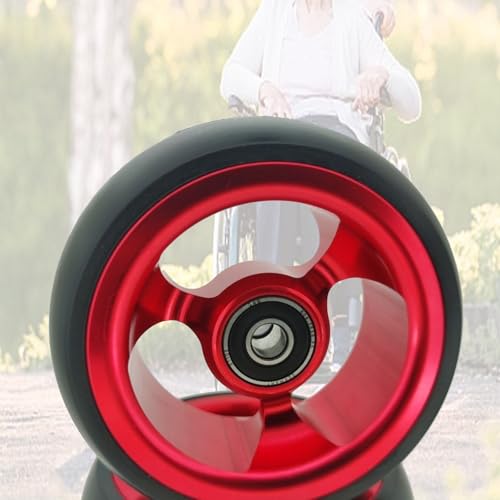 JKXLSLAX 5 Zoll Blau Vollgummireifen, Rollstuhl-Vorderrad, 120 kg Maximale Belastung, Rollstuhlräder, Rollstuhl-Lenkrolle, Rollstuhlzubehör, für Roller, Rollstühle(Red,120 mm/5in)