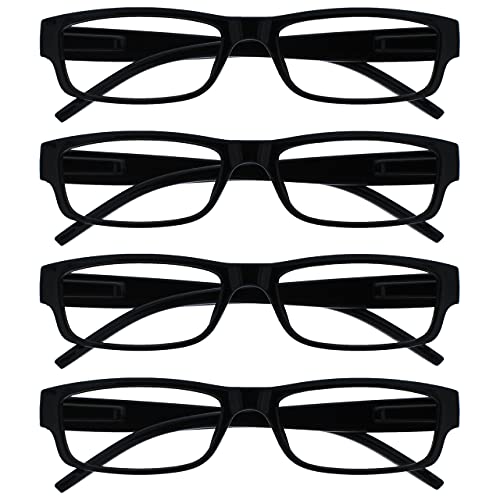 Die Lesebrille Unternehmen Schwarz Leicht Komfortables Leser Wert 4er-Pack Designer Stil Herren Frauen UVR4PK032 +2,00