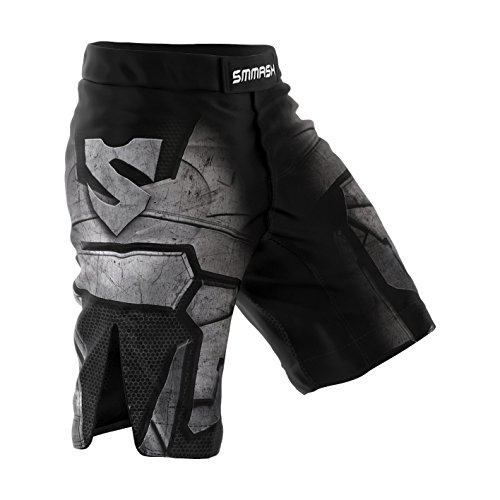 SMMASH Dark-Knight Herren-Sportbekleidung, antibakterielles Material, perfekt für MMA, BJJ, Grappling, Krav MAGA, Kickboxen, UFC, Workout-Shorts, (XL)