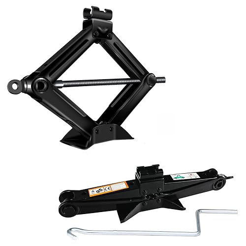 2 Ton Wagenheber Scherenwagenheber mit Handkurbel, aus Legierter Stahl, Minimalhöhe 110 mm Maximalhöhe 390 mm, Scherenwagenheber Heber Lift für PKW/SUV/MPV