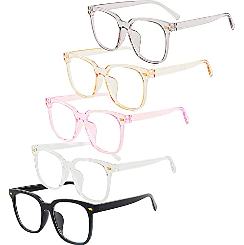 DEOMOR 5 Stücke / 5 Farben Deko Brille ohne Sehstärke transparent Linse Retro Brillen ohne Stärke