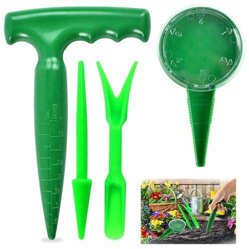 4pcs Pflanzhilfe Garten, Pflanzhilfe für Blumenzwiebeln, Pflanzlocher, Seed Dispenser, Pikierstab, Pflanzmaschine, Grün, Einpflanzhilfe für Sukkulenten, Gemüse und Blumen