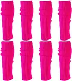 4 Stück Rosa Stulpen Damen 80er Neon Strümpfe Gestrickte Stulpen 80er 90er Jahre Kostüme für Karneval Mottoparty Tanzen