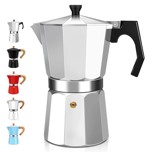 DITOSH 6 Tasse Aluminium Espresso Stovetop Moka Pot Express Kaffeemaschine Perkolator klassischen Mokka Kaffeemaschine für und kubanische Cafe Brauerei für Haus & Camping 300ml 10oz