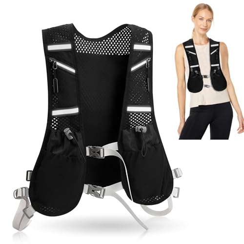 SupRovare Laufweste für Damen und Herren, Running Vest Verstellbare Brustgurte, Ultraleicht Laufrucksack Herren, Trinkweste Laufen, Warnweste Reflektierender Trinkrucksack für Marathon, Trailrunning
