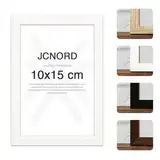 JCNORD Weißer MDF Holz Bilderrahmen 10x15 cm mit bruchsicherem Acrylglas | Moderner Fotorahmen für Wände und Tische