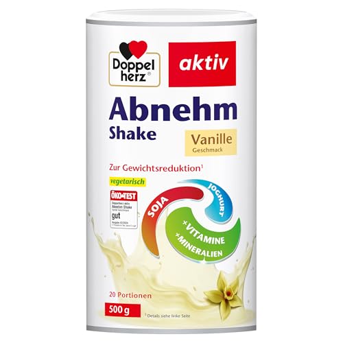 Doppelherz Abnehm Shake – Mahlzeitenersatz mit leckerem Vanille-Geschmack für eine gewichtskontrollierende Ernährung – 20 vegetarische Portionen