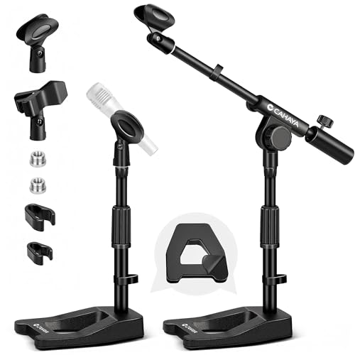 CAHAYA A-förmige Basis Desktop-Mikrofonständer: Verstellbarer Höhen Tischmikrofonständer mit 180°Drehbarem und Mikrofonclip, Geeignet für Konferenzreden, Spiele und Live-Übertragungen, CY000001-1